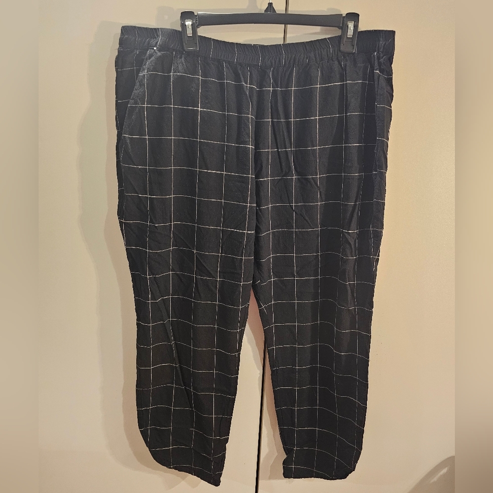 Marine Layer Womans XL Black Checked Trousers